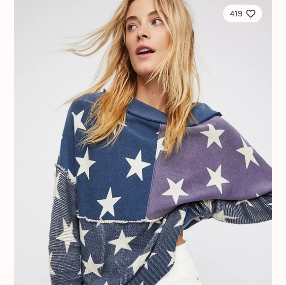Free People Sweaters - Free People Rare Blue Stars And Stripes Pullover